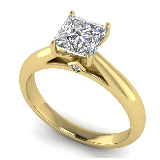 Elegant Hidden Stone Princess Cut Lab Diamond Engagement Ring