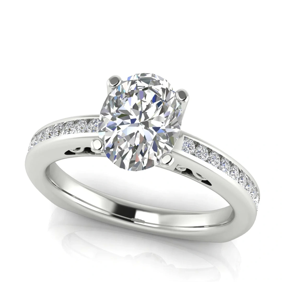 Euro Channel Set Oval Lab Diamond Engagement Ring