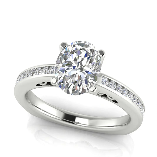 Euro Channel Set Oval Lab Diamond Engagement Ring