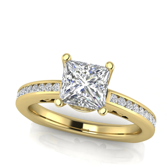 Euro Channel Set Princess Cut Lab Diamond Engagement Ring