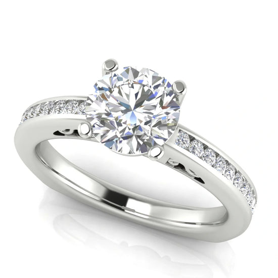 Euro Channel Set Round Cut Lab Diamond Engagement Ring