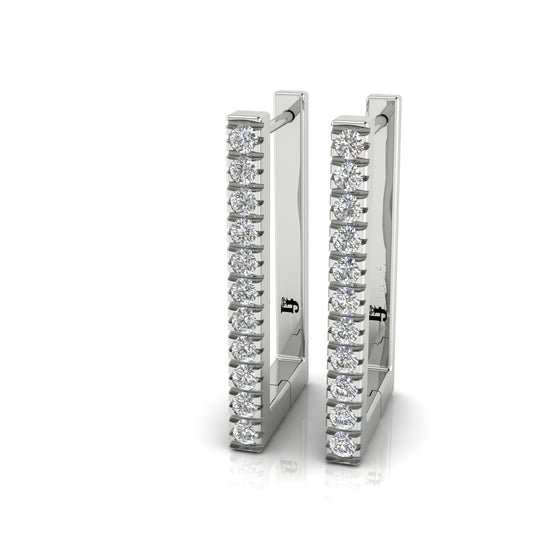 Pave Bar Set Hoop Lab Diamond Earring