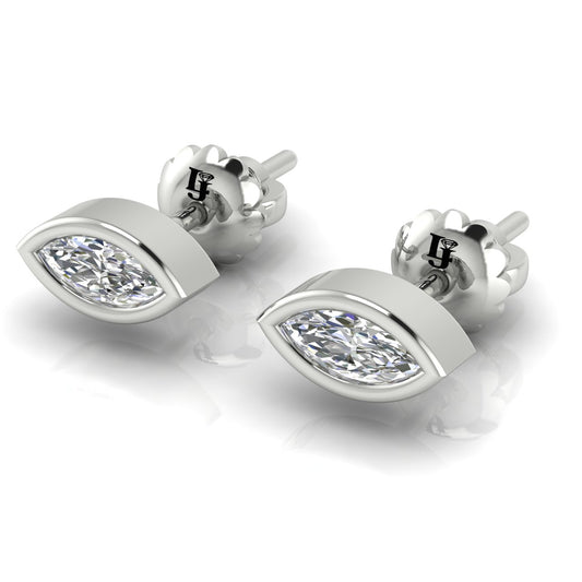 Marquise Bezel Set Lab Diamond Stud Earring