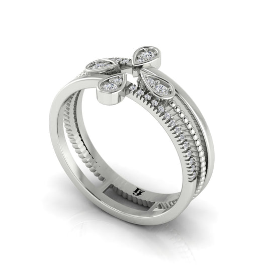 Four Pave Petal Ring