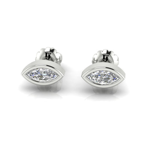 Marquise Bezel Set Lab Diamond Stud Earring
