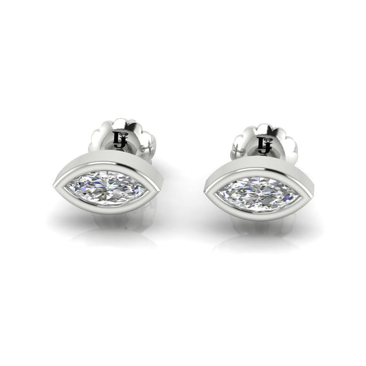 Marquise Bezel Set Lab Diamond Stud Earring