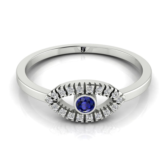 Blue Sapphire Evil Eye Ring | LJ-LR10059A