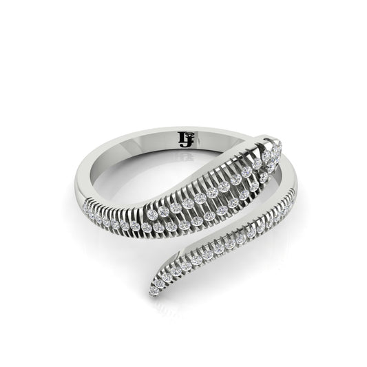 Bypass Snake Inspired Gold Lab Diamond Ring