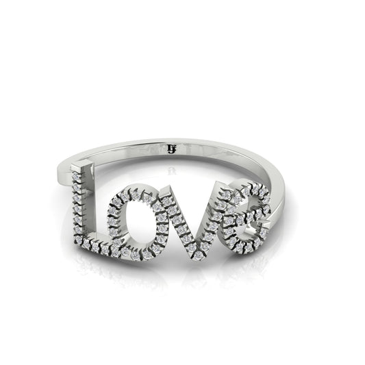 Pave Love Script Ring