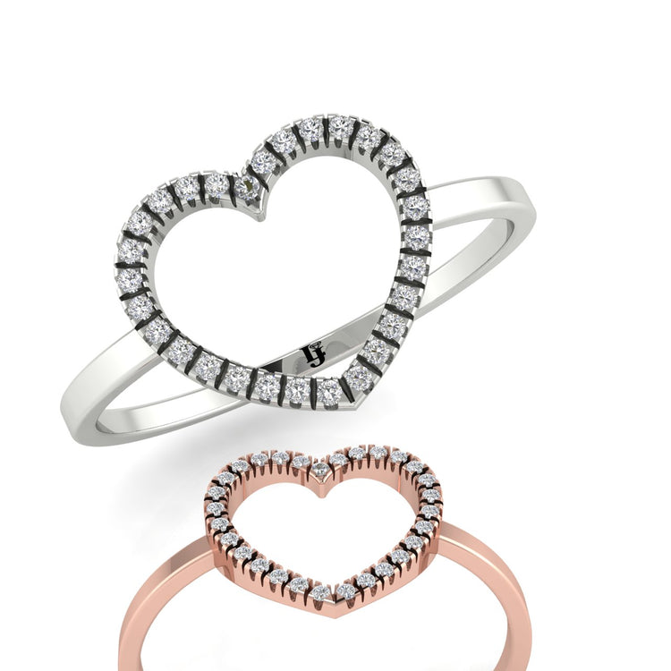 Open Heart Pave Ring