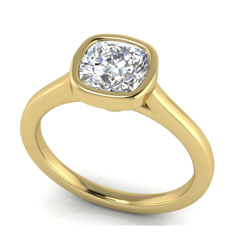 Floating Bezel Cushion Cut Lab Diamond Engagement Ring