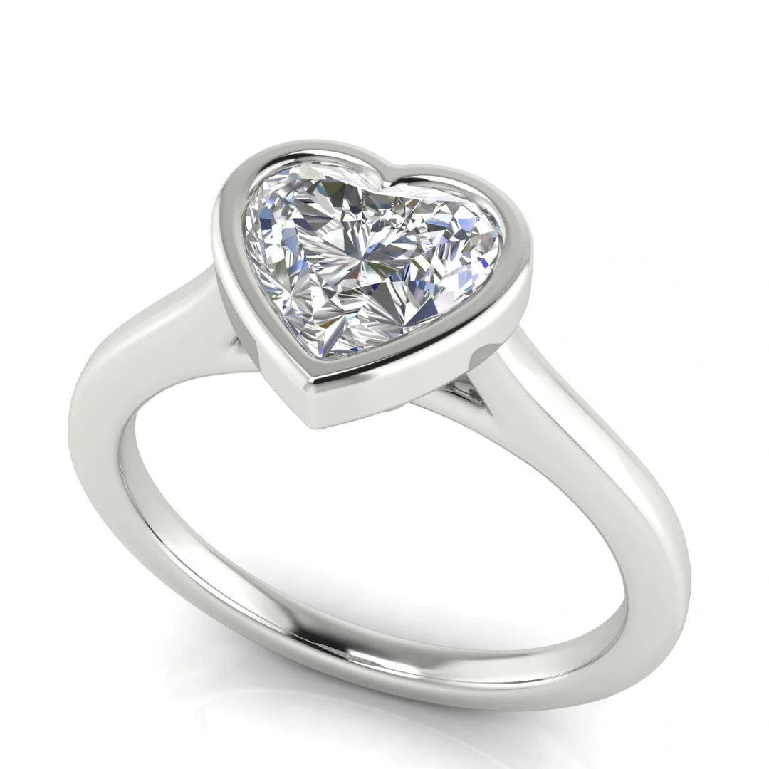 Floating Bezel Heart Shaped Lab Diamond Engagement Ring