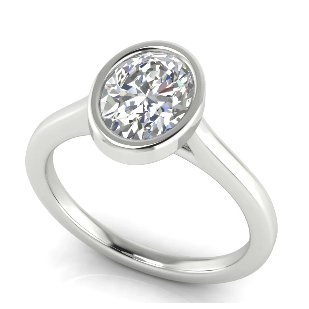 Floating Bezel Oval Lab Diamond Engagement Ring