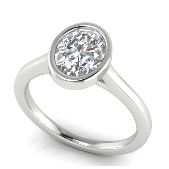 Floating Bezel Oval Lab Diamond Engagement Ring