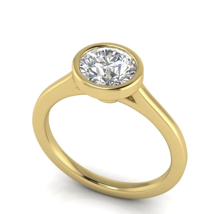 Floating Bezel Round Cut Lab Diamond Engagement Ring