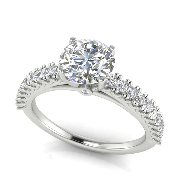 Floating Pave Round Cut Lab Diamond Engagement Ring