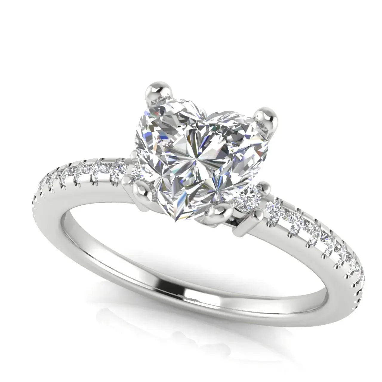 Floating Shoulder Heart Shaped Lab Diamond Engagement Ring