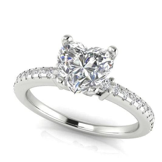 Floating Shoulder Heart Shaped Lab Diamond Engagement Ring