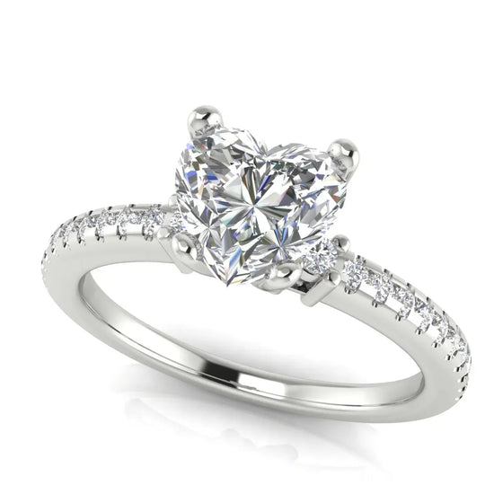 Floating Shoulder Heart Shaped Lab Diamond Engagement Ring