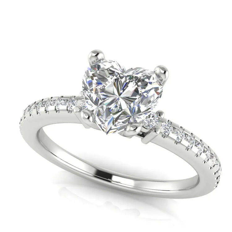 Floating Shoulder Heart Shaped Lab Diamond Engagement Ring