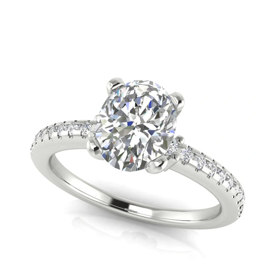 Floating Shoulder Oval Cut Lab Diamond Engagement Ring