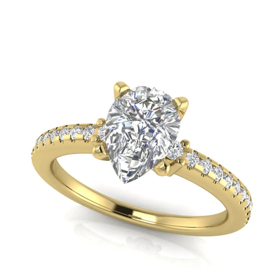 Floating Shoulder Pear Shaped Lab Diamond Engagement Ring