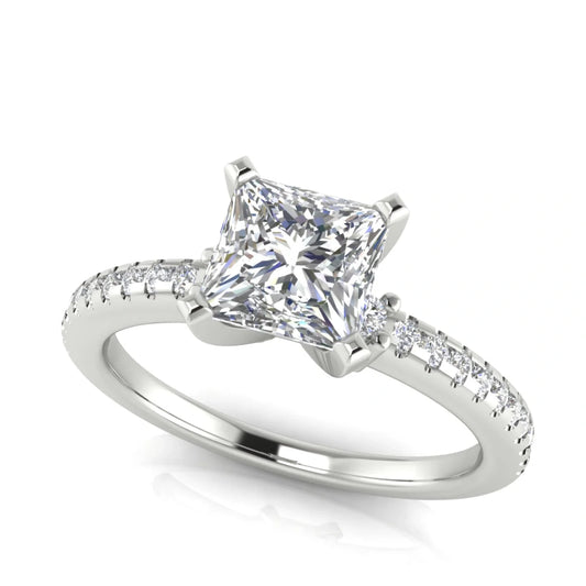 Floating Shoulder Princess Cut Lab Diamond Engagement Ring