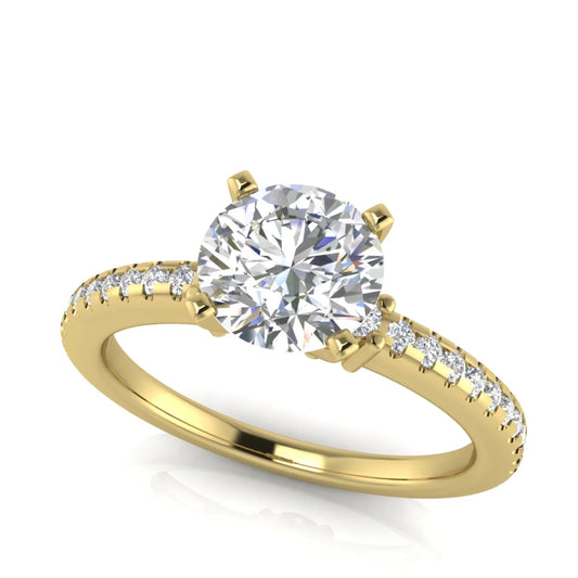 Floating Shoulder Round Cut Lab Diamond Engagement Ring