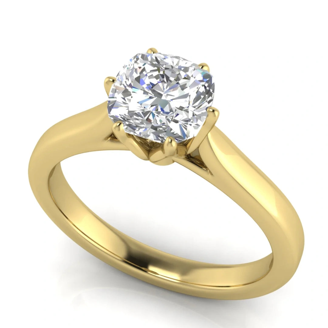Floral Cushion Cut Lab Diamond Engagement Ring