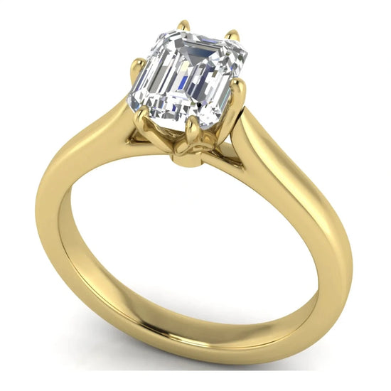 Floral Emerald Cut Lab Diamond Engagement Ring
