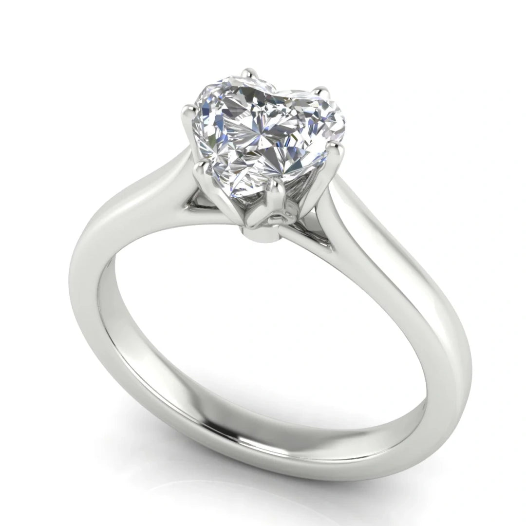 Floral Heart Shaped Lab Diamond Engagement Ring