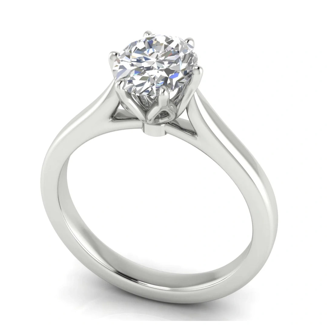 Floral Oval Lab Diamond Engagement Ring