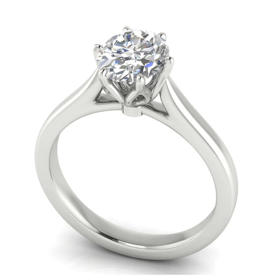 Floral Oval Lab Diamond Engagement Ring