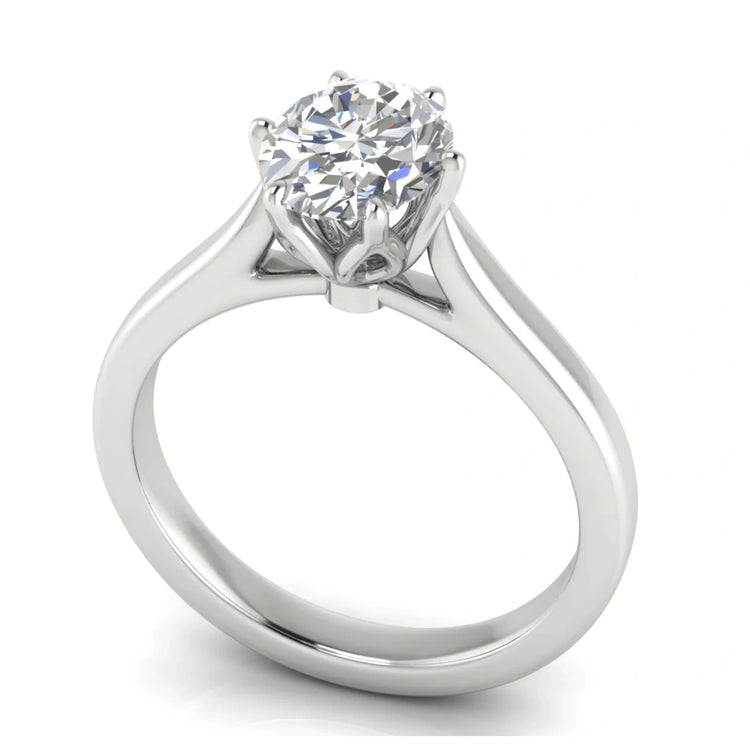 Floral Oval Lab Diamond Engagement Ring
