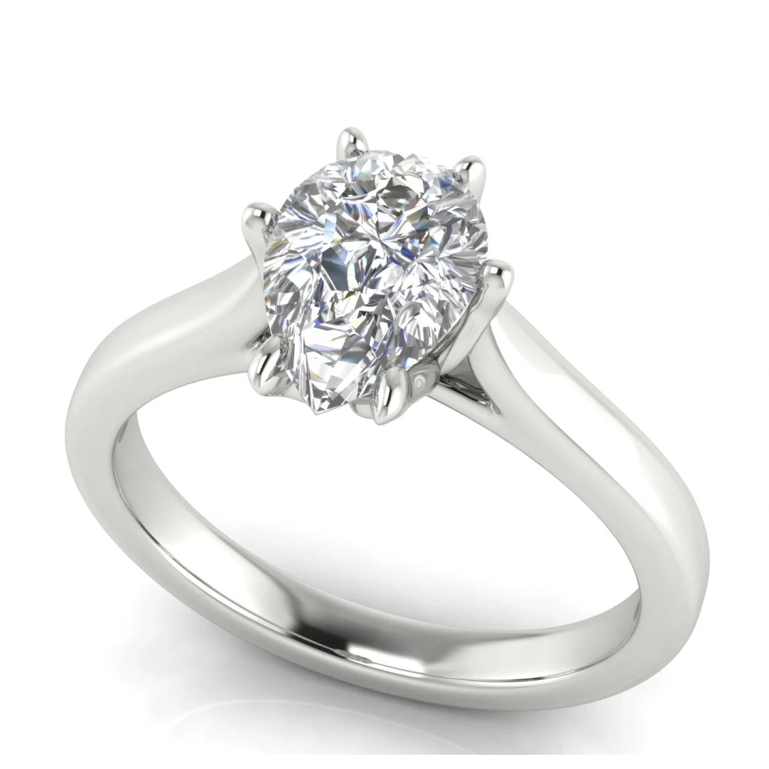 Floral Pear Shaped Lab Diamond Engagement Ring