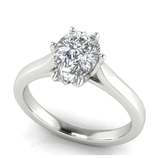 Floral Pear Shaped Lab Diamond Engagement Ring