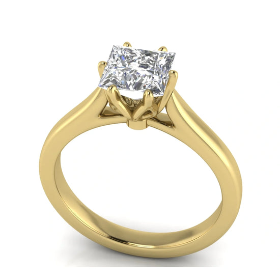 Floral Princess Cut Lab Diamond Engagement Ring
