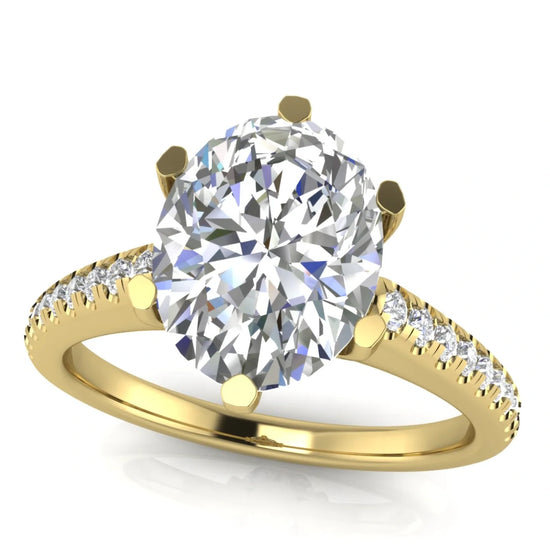 French Pave Oval Lab Diamond Engagement Ring