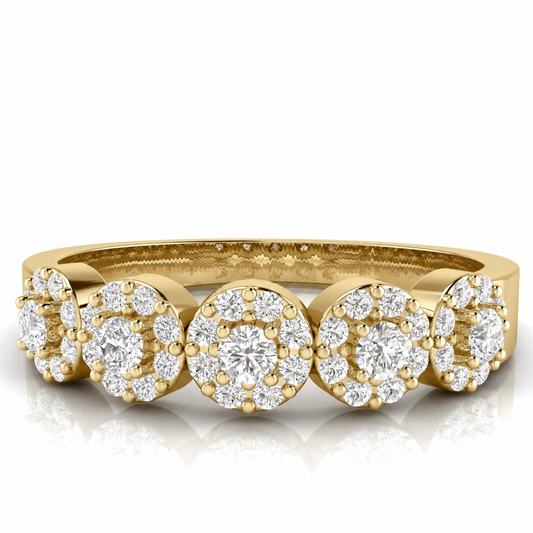 Graceful Halo Circles Half Eternity Lab Diamond Wedding Ring