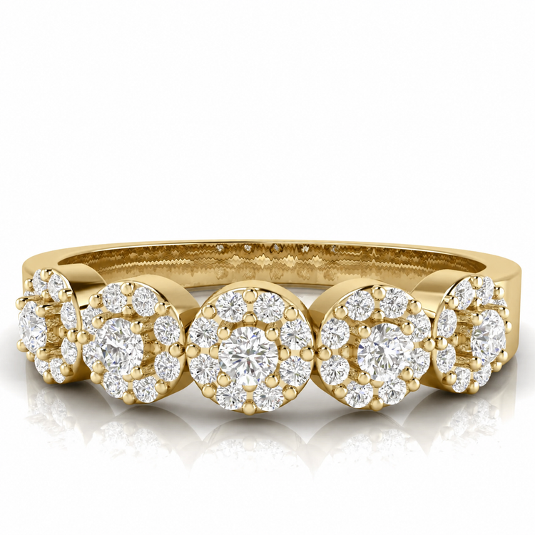 Graceful Halo Circles Half Eternity Lab Diamond Wedding Ring