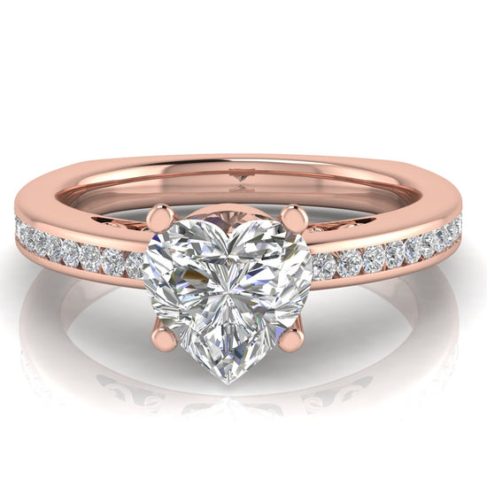 Euro Channel Set Heart Shaped Moissanite Engagement Ring