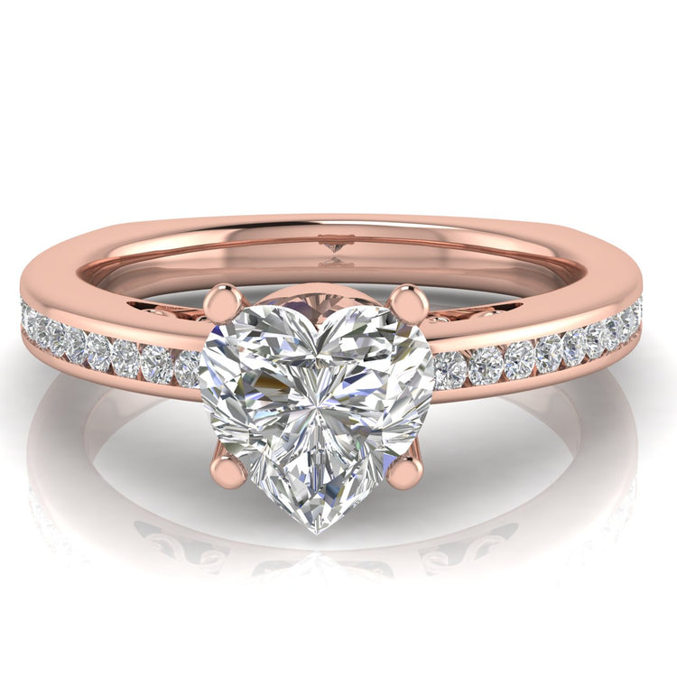 Euro Channel Set Heart Shaped Lab Diamond Engagement Ring