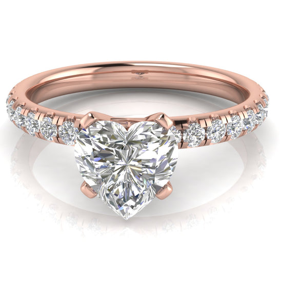 Classic Pave Heart Shaped Lab Diamond Engagement Ring