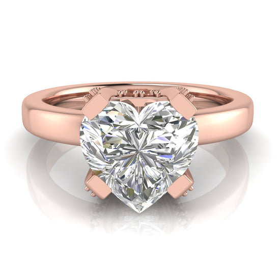 Architectural Pave Heart Shaped Lab Diamond Engagement Ring