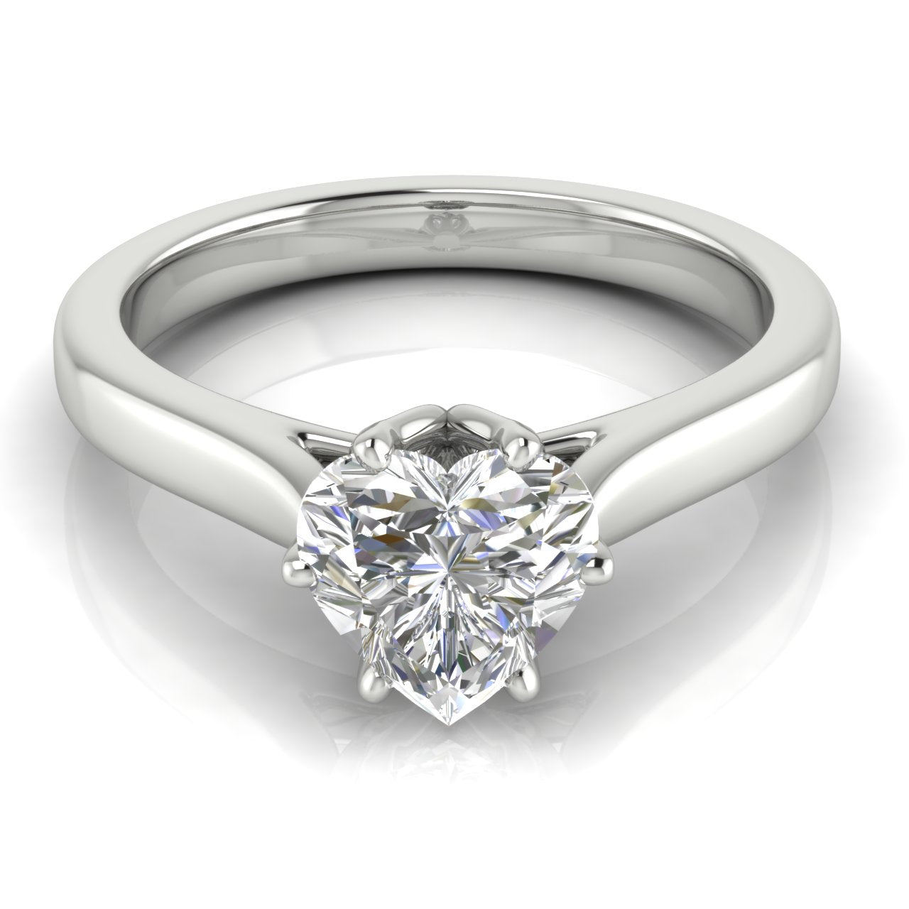 Floral Heart Shaped Moissanite Engagement Ring