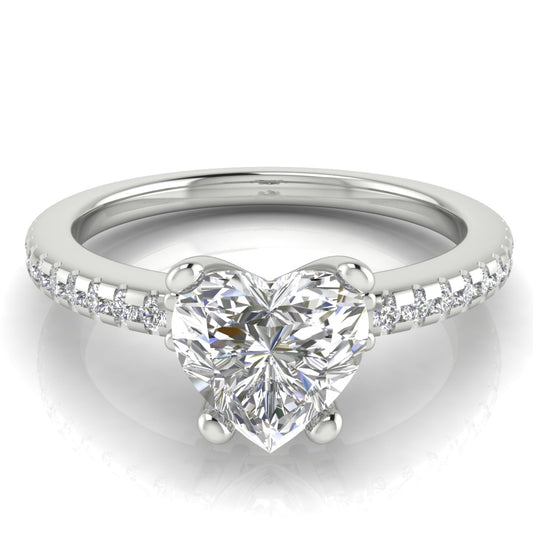 Floating Shoulder Heart Shaped  Engagement Ring | Moissanite | Lab Grown Diamond