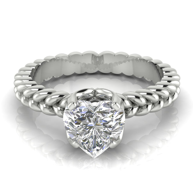 Rope Band Heart Shaped  Engagement Ring | Moissanite | Lab Grown Diamond