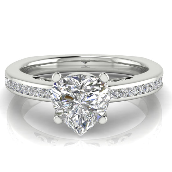 Euro Channel Set Heart Shaped Lab Diamond Engagement Ring