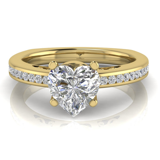 Euro Channel Set Heart Shaped Moissanite Engagement Ring