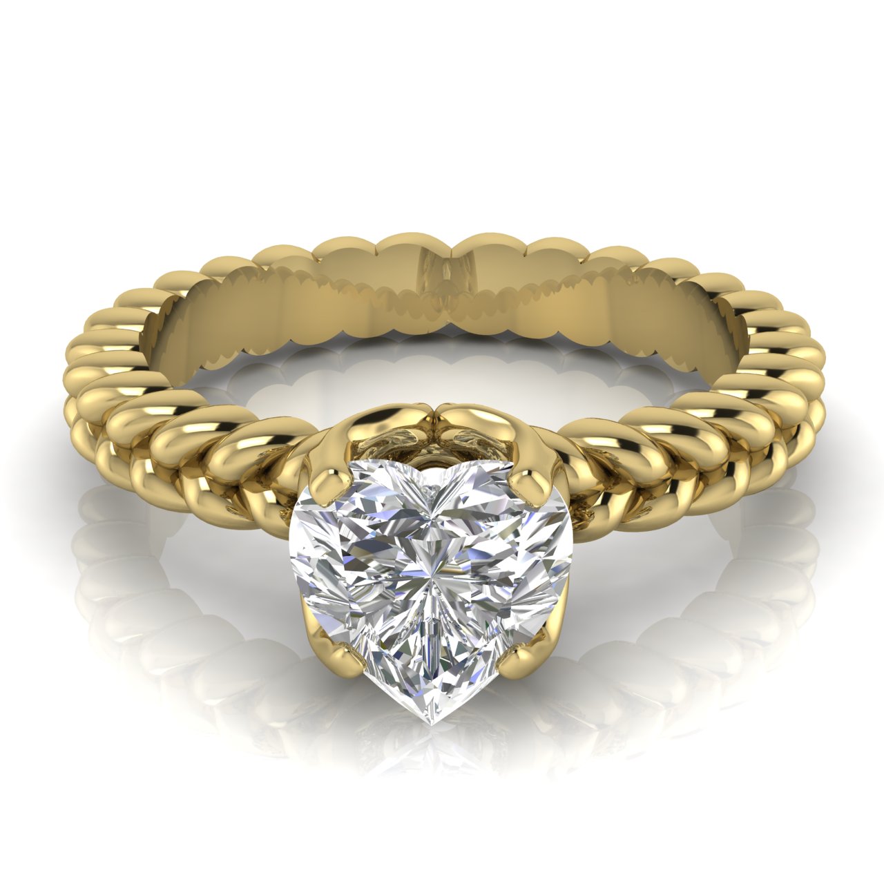 Rope Band Heart Shaped Lab Diamond Engagement Ring